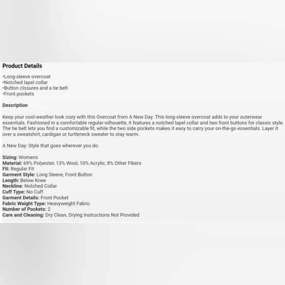 Women's Overcoat - A New Day Gray Plaid - Picture 7 of 7